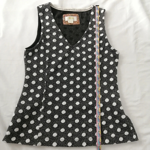 Anthropologie Maeve Polka Dot Jacquard V-Neck Tank Blouse in Black White XS - Picture 13 of 16